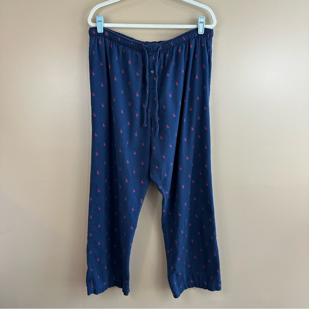Polo by Ralph Lauren Navy Blue Mens Pajama Pants Bottoms Medium Allover Pony AOP